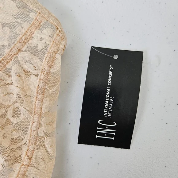 I.N.C. International Concepts Womens Lace Bralette Almond Latte Large Adjustable - Picture 10 of 12